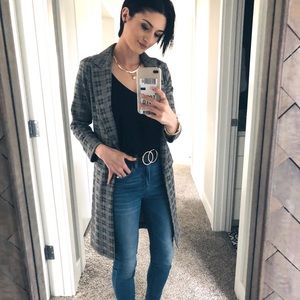 XXS Long Plaid Blazer